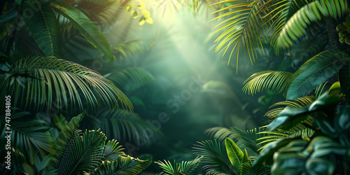 Abstract foliage and botanical background green tropical forest wallpaper made of trees
