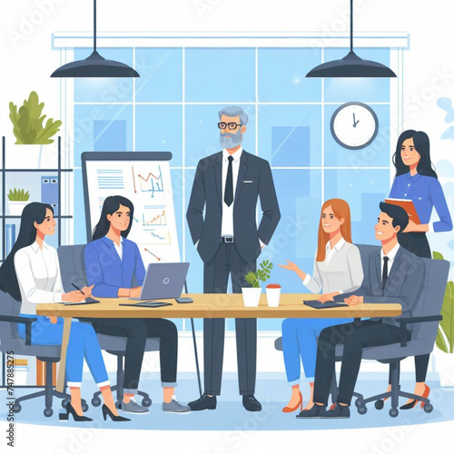 Team Meeting in office, vector illustration
