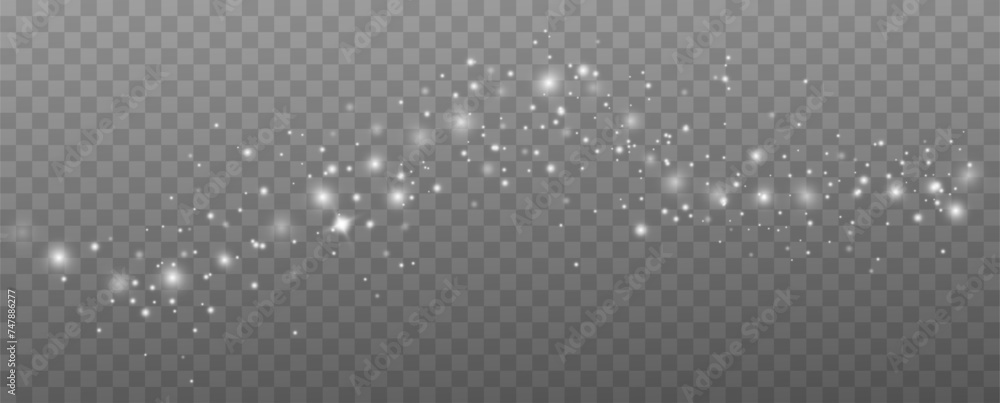 Shining stars.White shiny particles on a transparent background.Sparkling star dust.For packaging of children's toys, gifts, cards, banners.Vector. Shining stars.White shiny particles on a transparent background.Sparkling star dust.For packaging of children's toys, gifts, cards, banners.Vector.
