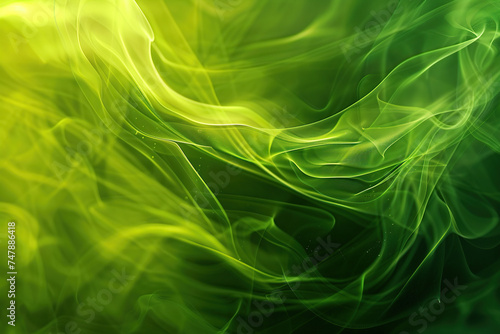 close up horizontal image of an abstract flowing green waves background Generative AI
