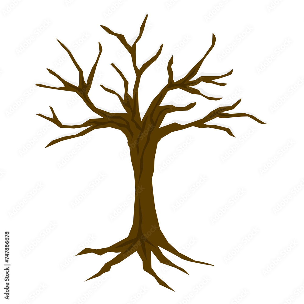 Fototapeta premium Dead snowy tree illustration