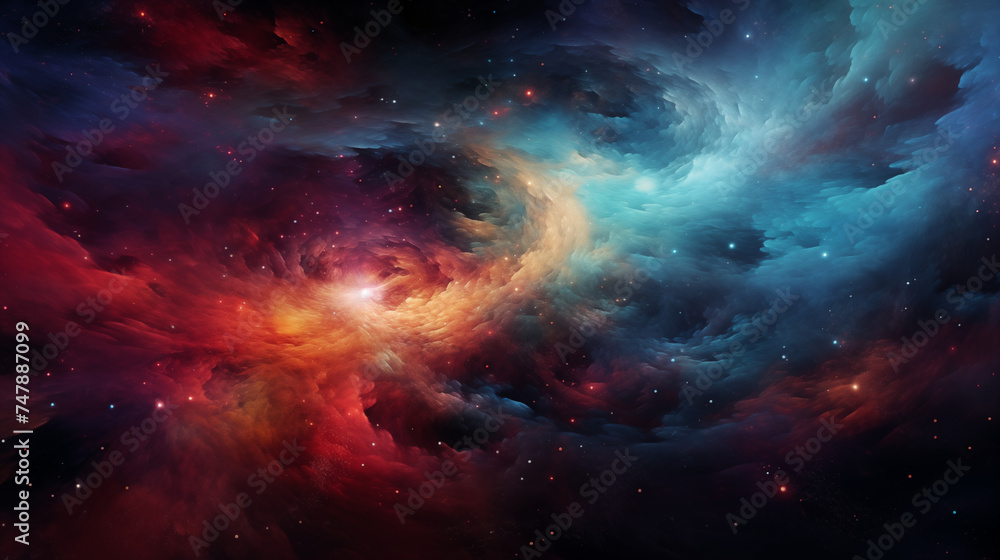 Swirling nebula of vibrant colors.