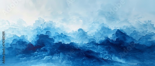 Watercolor background in blue abstract style.