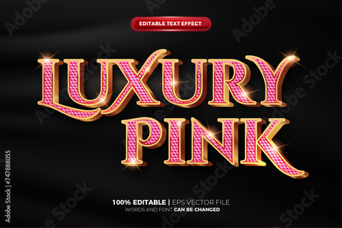 Luxury Pink Diamond  Gold 3d editable text effect