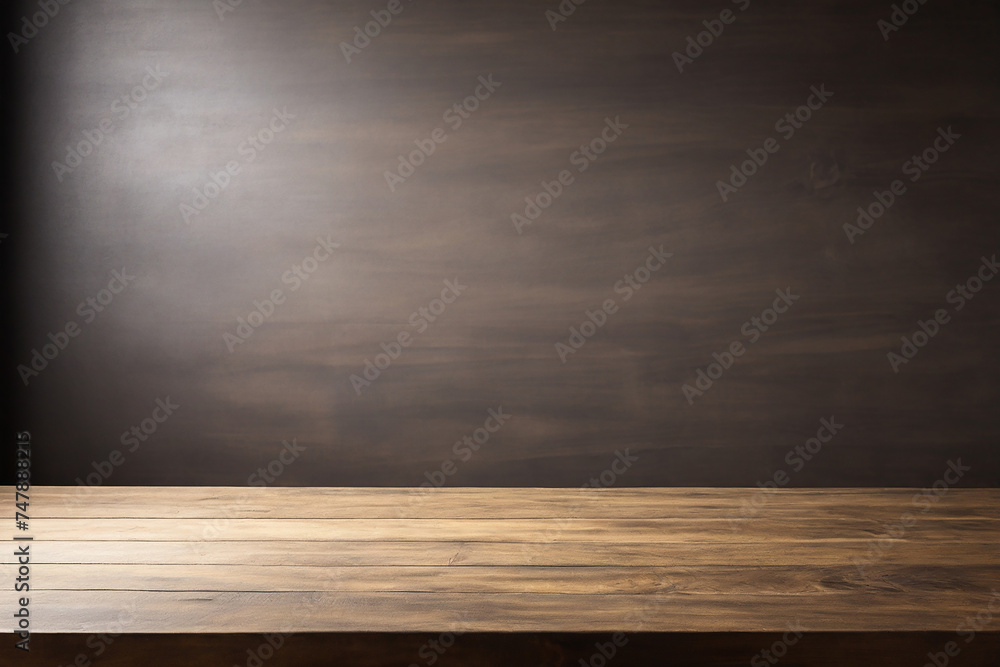 Empty wooden table and dark background. Ready for product display montage Empty wooden table and dark background. Ready for product display montage