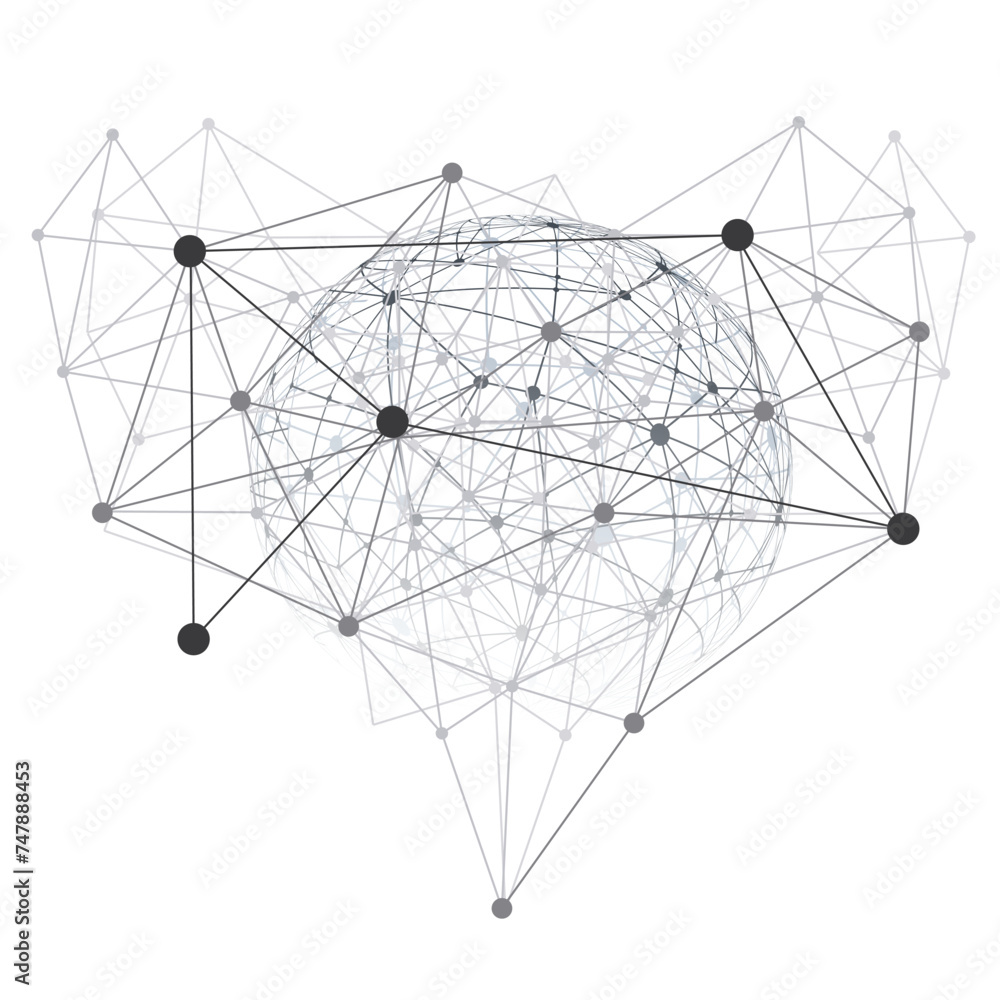 Black and White Modern Minimal Style Polygonal Networks Structure, Digital Telecommunications Concept Design,Network Connections, Transparent Geometric Wireframe, Creative Isolated Vector Illustration Black and White Modern Minimal Style Polygonal Networks Structure, Digital Telecommunications Concept Design,Network Connections, Transparent Geometric Wireframe, Creative Isolated Vector Illustration