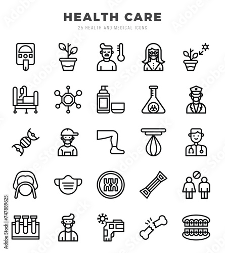 HEALTH CARE Lineal icons collection. 25 icon set in a Lineal design.