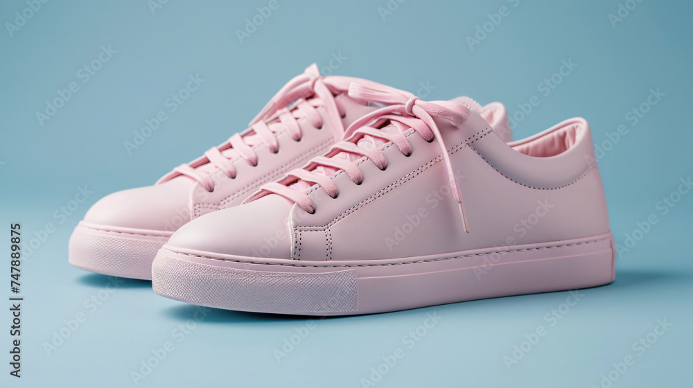 pink shoes mock up isolated on blue background