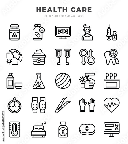 HEALTH CARE Icons Pack. Lineal icons set. Lineal icon collection set. Simple vector icons.