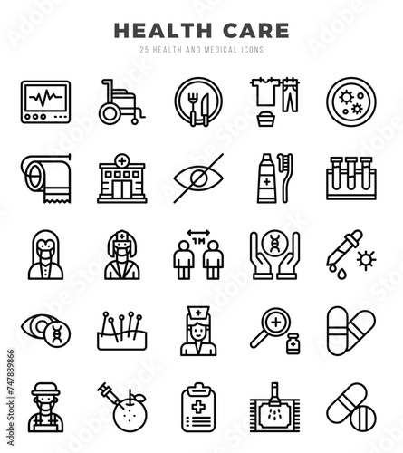 HEALTH CARE icons Pack. Lineal icons set. HEALTH CARE collection set. Simple vector icons.