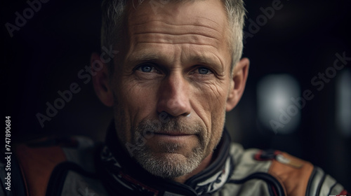 image of biker man in biker suit . Generative AI