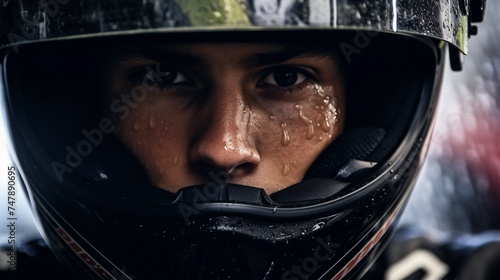 image of biker man with helmet . Generative AI