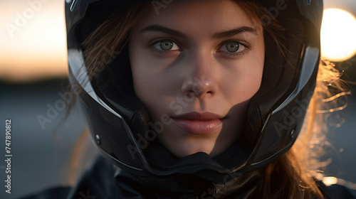 beautiful image of a biker woman . Generative AI