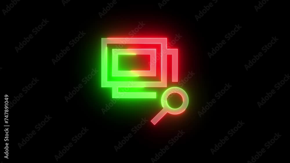 Neon browse photos icon green red color glowing animation black background Neon browse photos icon green red color glowing animation black background