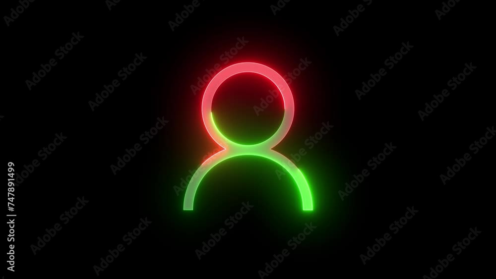 Neon contact icon green red color glowing animation black background Neon contact icon green red color glowing animation black background