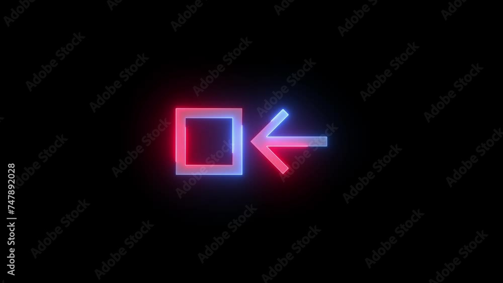 Neon expand tile icon blue red color glowing animation black background Neon expand tile icon blue red color glowing animation black background