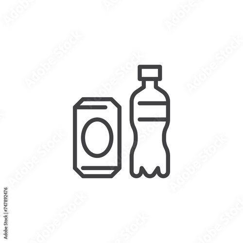 Soda and bottle of water line icon