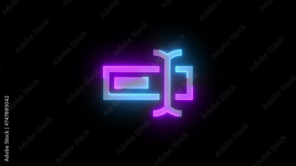 Neon rename icon cyan purple color glowing animation black background Neon rename icon cyan purple color glowing animation black background