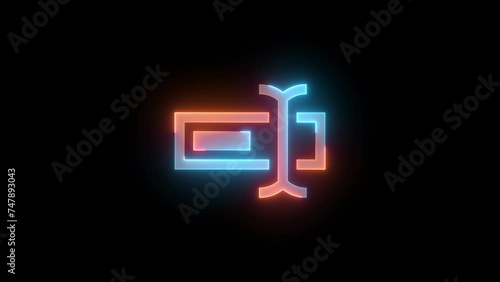 Neon rename icon brown cyan color glowing animation black background photo