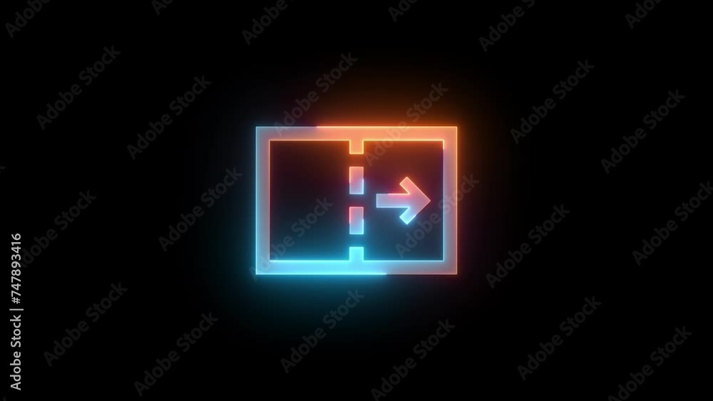 Neon square box icon brown cyan color glowing animation black background Neon square box icon brown cyan color glowing animation black background