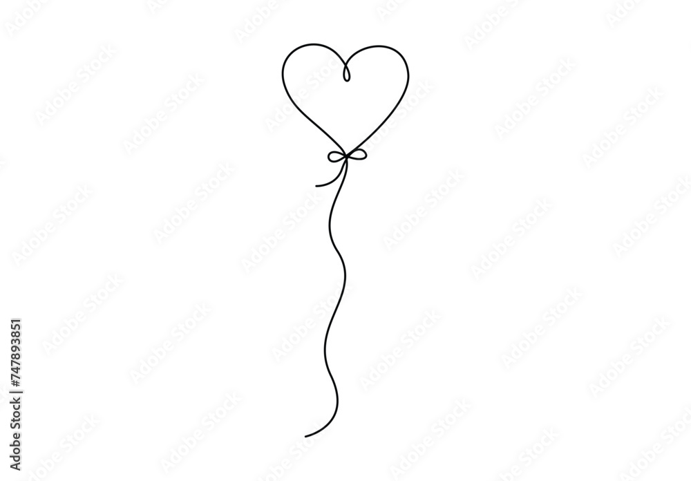 Heart sign continuous single line drawing vector illustration. Premium vector