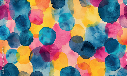 watercolor pattern simple dots of different colors against a background of dark rainy sky, creating a bright and cheerful mood  photo