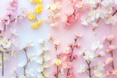 Spring Blossoms on Pastel Background