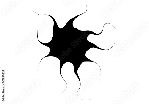Mancha negra de estallido en fondo blanco.
