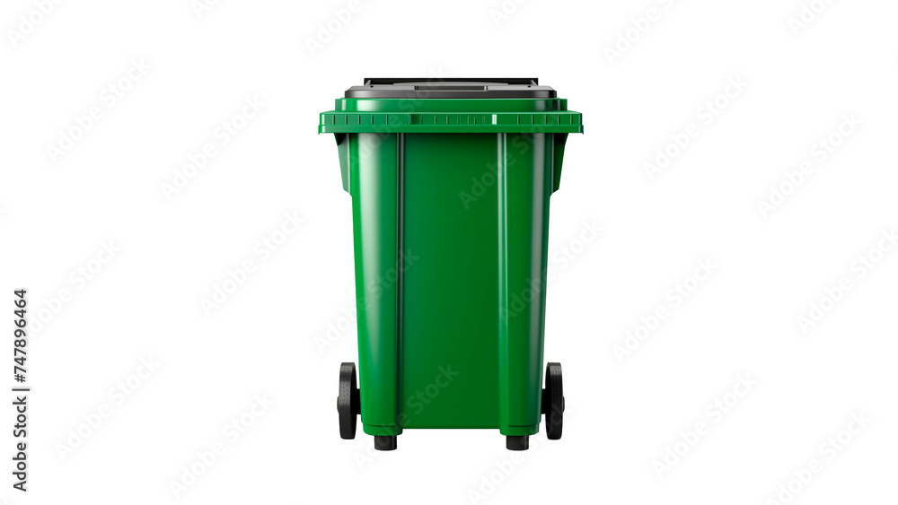 Recycle bin cut out. Isolated green trash bin on transparent background Recycle bin cut out. Isolated green trash bin on transparent background