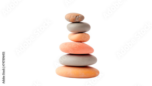 Pyramid of stones cut out. Isolated pyramid of pebble stone on transparent background