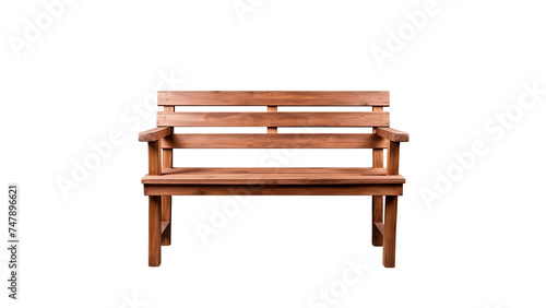Wooden bench cut out. Isolated bench on transparent background