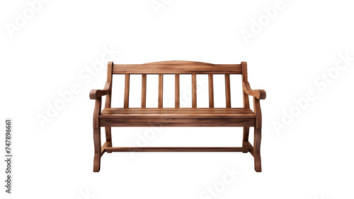 Vintage wooden bench cut out. Isolated bench on transparent background