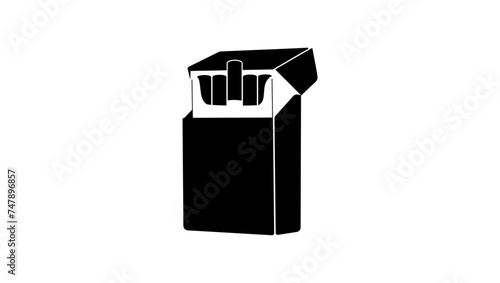 Open cigarette pack emblem  black isolated silhouette