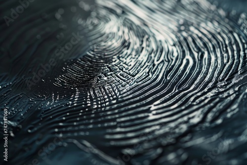 close-up of a fingerprint embossed on a textured surface, highlighting the intricate details and uniqueness of human identity