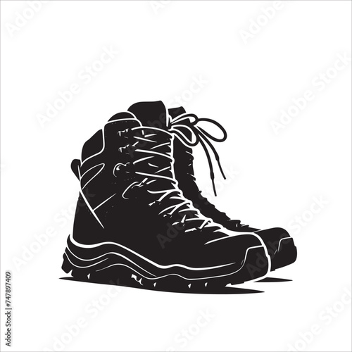 hiking Shoe silhouettes on White Background. Vector illustration