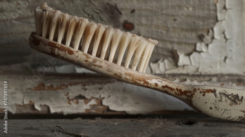 A toothbrush with large, coarse bristles photo