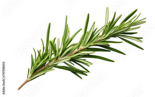 A close up view of a branch of a pine tree isolated on a white background. The branch is filled with long green needles and small brown cones  typical of pine trees.