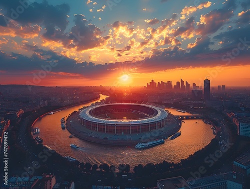 Aerial View of Russia National Stadium at Sunset © DigitalDreamScapes