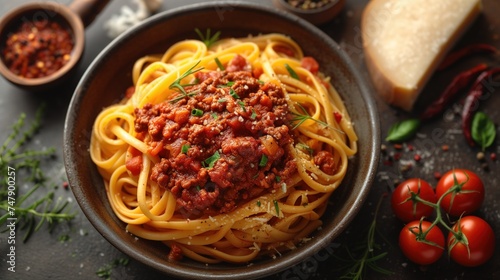 delicious bolognese pasta in a plate