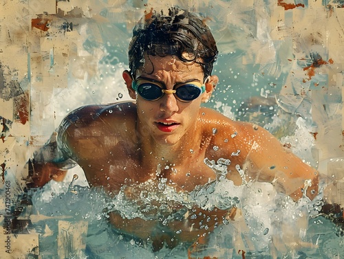 Inspirational Photorealistic Swimmer at Twilight © DigitalDreamScapes