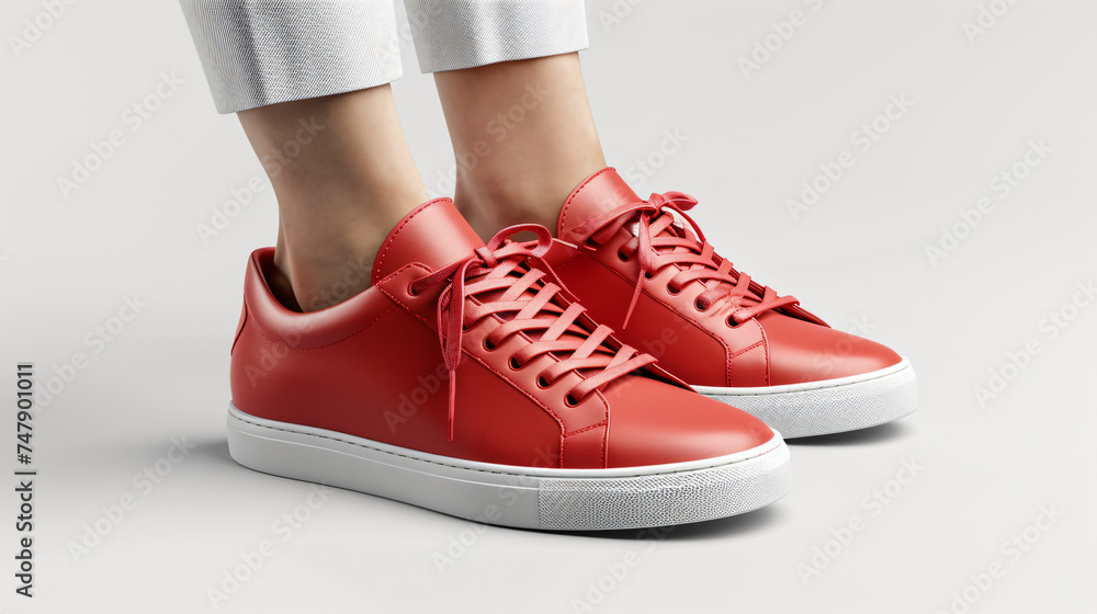 red shoes mock up isolated on white background