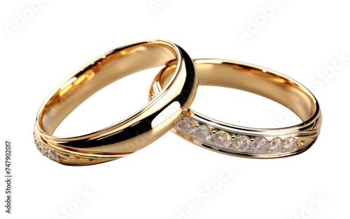 Two elegant gold wedding rings adorned with sparkling diamonds rest side by side, symbolizing eternal love and commitment in a timeless design.