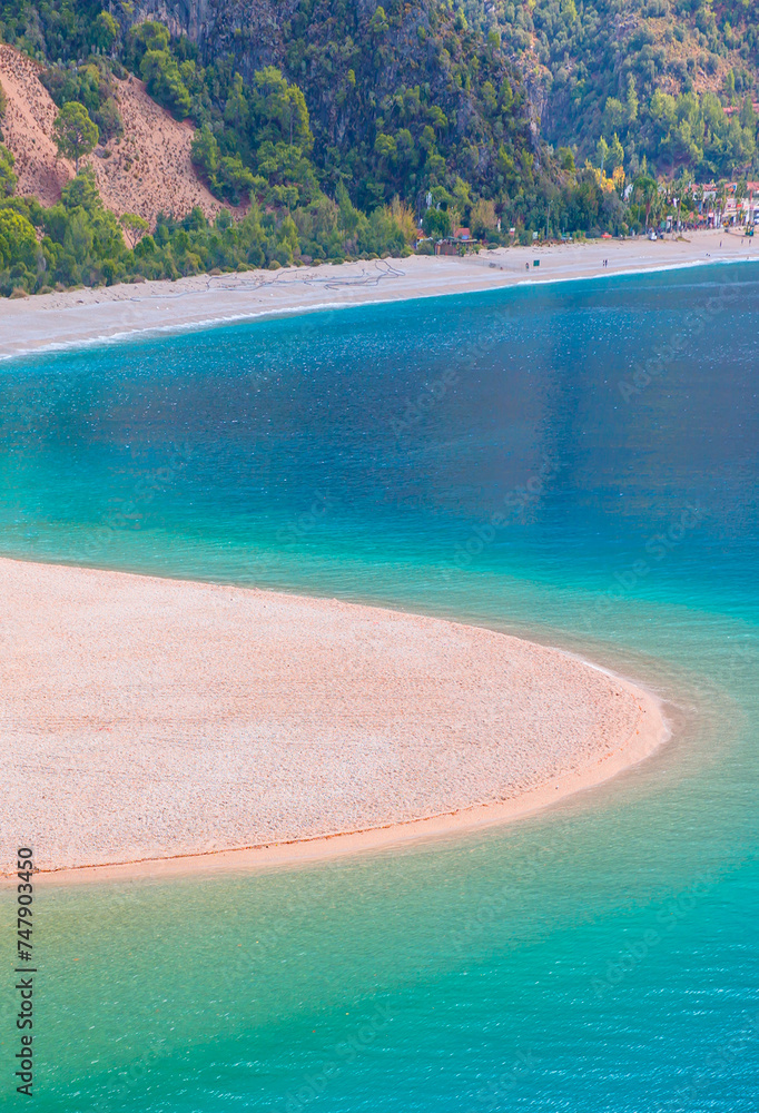 Panoramic view of amazing Oludeniz Beach And Blue Lagoon, Oludeniz beach is best beaches in Turkey - Fethiye, Turkey