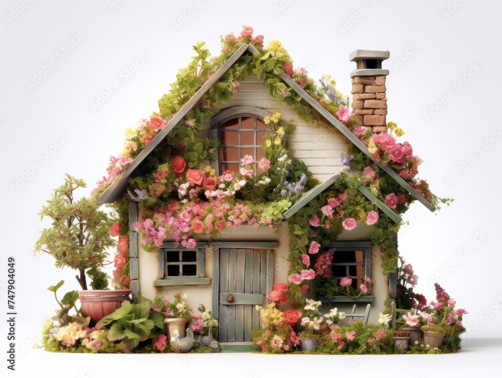 Small cute house made of flowers