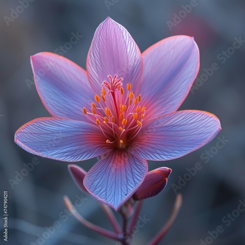 macro photo of saffron flower in outdoor wildlife photo