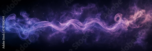 Photograph showcasing the hypnotic movements of smoke tendrils in hues of amethyst and sapphire against a backdrop of starry skies.