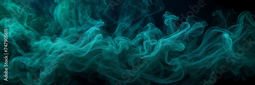 Photograph showcasing the hypnotic movements of smoke tendrils in hues of emerald and jade against a canvas of midnight indigo.
