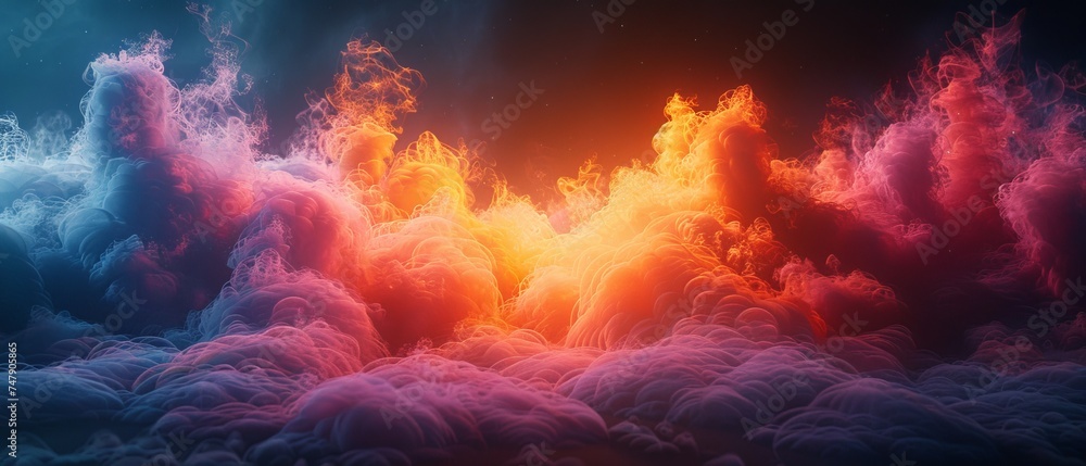 Colourful Smoke Effect Shapes Emerge From A Profound Black Background In Chromatic Mirage, A Mesmerizing 3D Representation