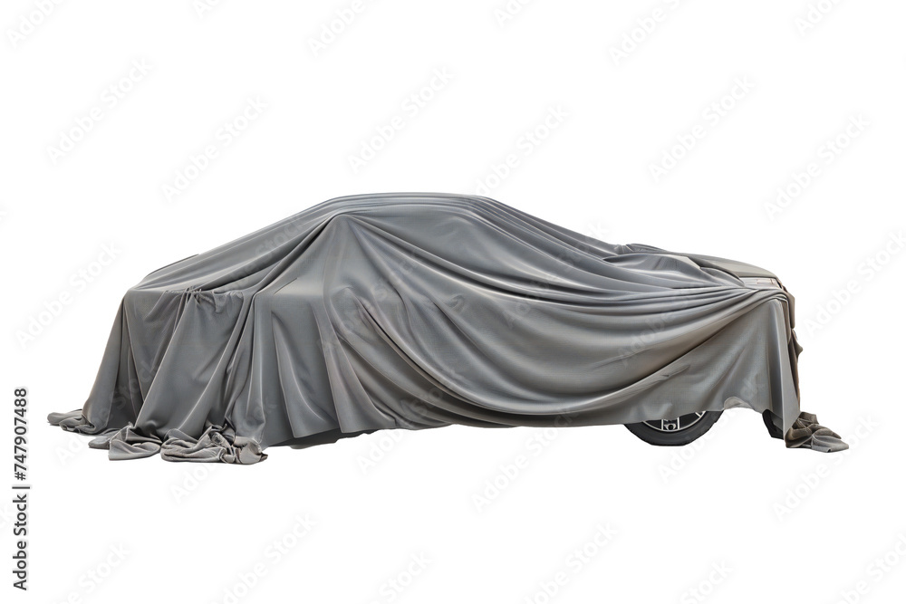 Car covered in cloth isolated on transparent background Generative Ai Car covered in cloth isolated on transparent background Generative Ai