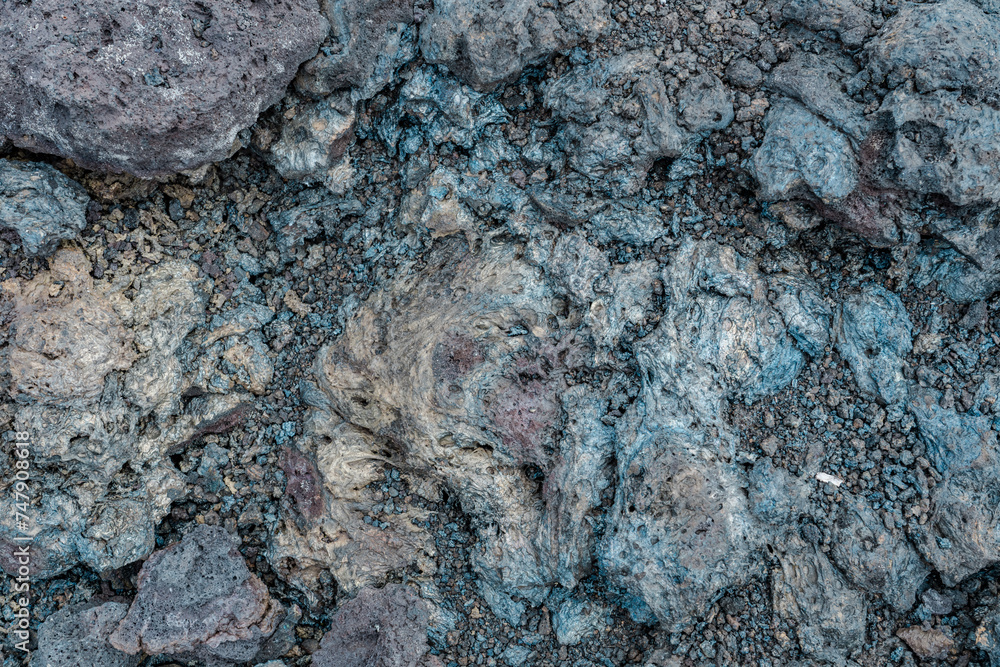 Naklejka premium Luamanu and July 1974 Flow. Hawaiʻi Volcanoes National Park. Devils Throat. Chain of Craters Rd. 